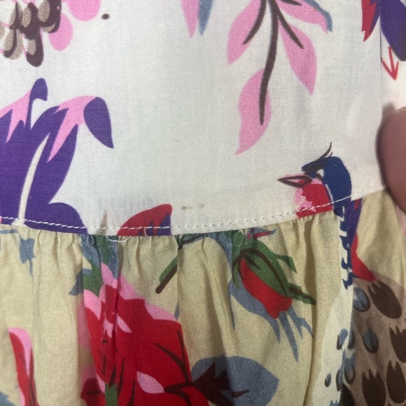 Dylan Anthropologie extra small multi-coloured midi tiered bird floral skirt - Picture 4 of 8